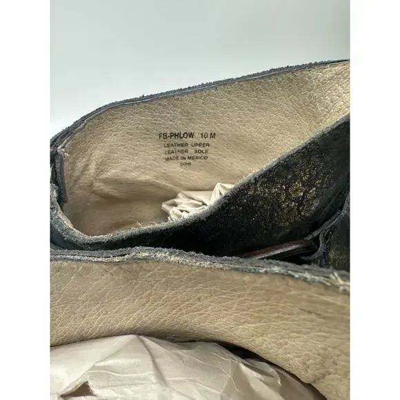 Freebird By Steven Phlow Ankle Boots-black & Gold Metallic W/Harness Women 10 - Picture 4 of 7